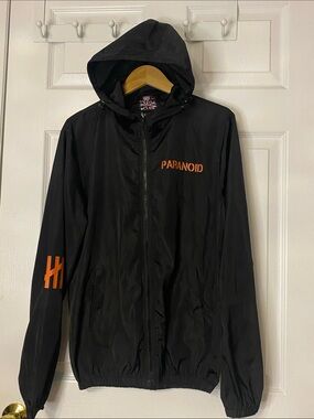 Anti Social Social Club Black Hooded Windbreaker with Orange Accents #14